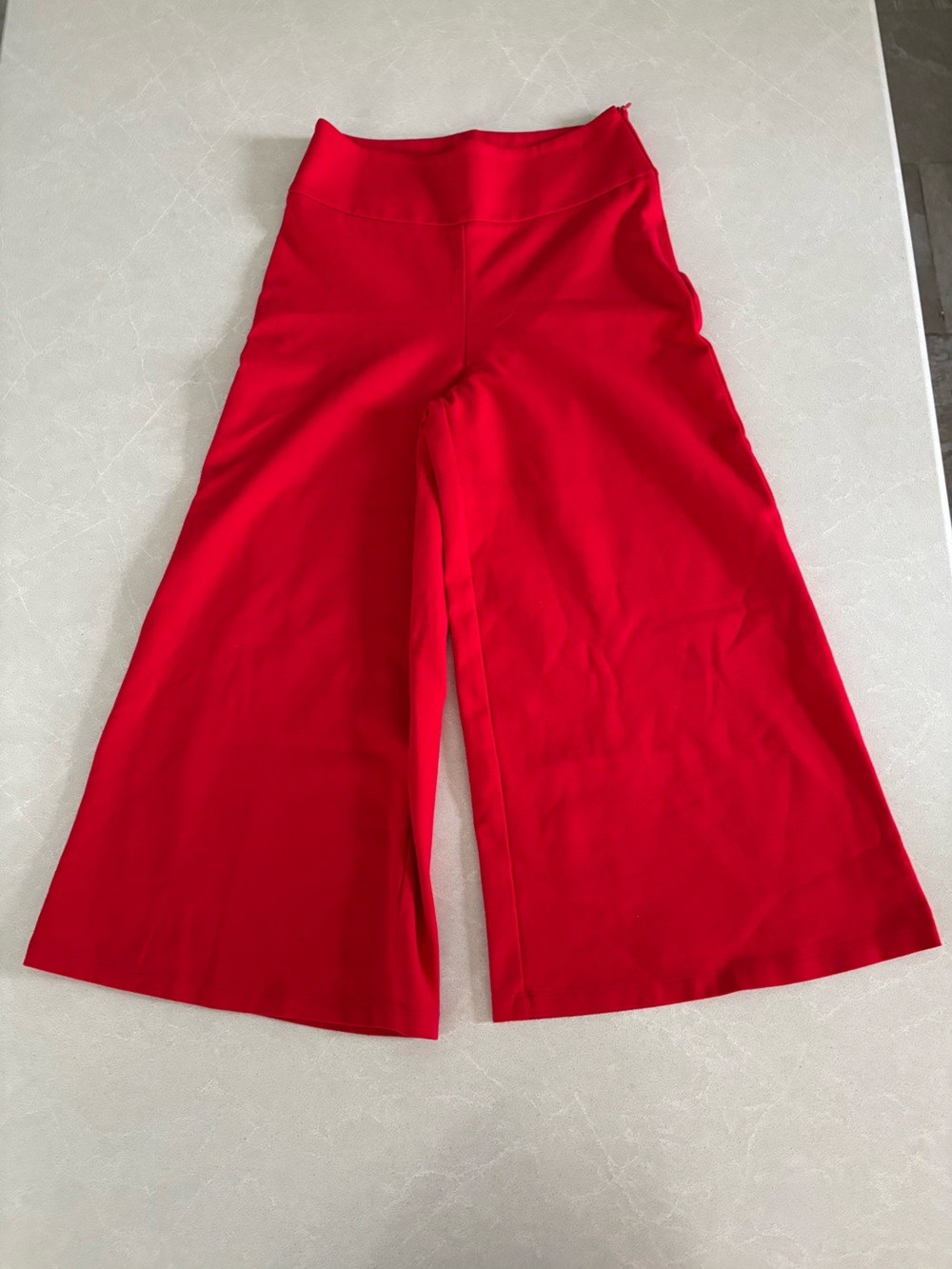 Sarah Pacini Italy Vibrant Red Wide-Leg Crop Pants Stretch Culottes Size 1 Small
